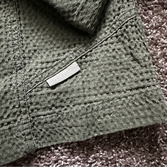 Columbia Sportswear Women’s Waffle Knit Shirt Jacket Green Button Up Size M - Picture 6 of 7